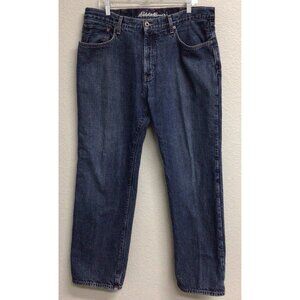 Eddie Bauer Jeans Mens 38x32 Blue Denim Straight Leg Flannel Lined Relaxed Fit